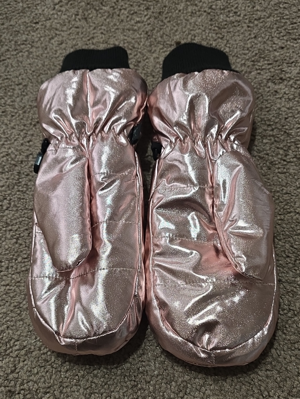 Kids Metallic Rose Gold Winter Mittens Jacket Accessory